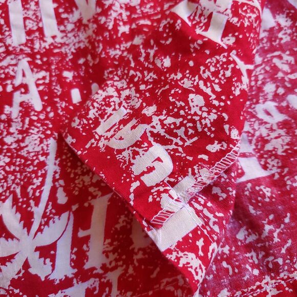 Vintage Hawaiian Shirt Mens M Red Pelele Hawaii Oahu Kauai Maui Palm Tree Button - Picture 11 of 11